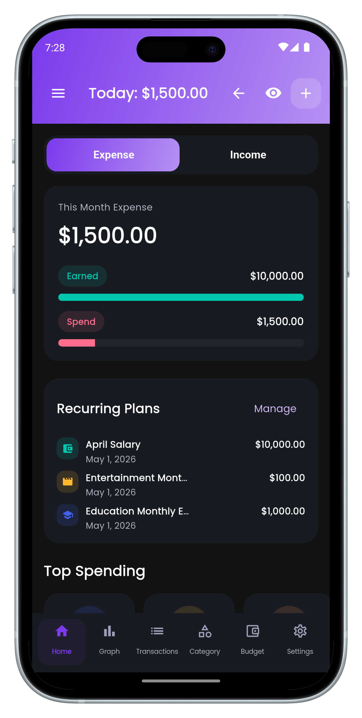 Vaultly Home Dashboard